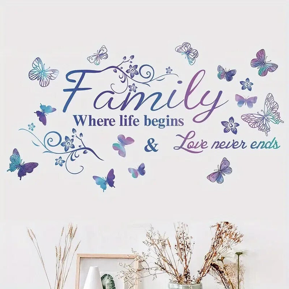 "Family Where Life Begins & Love Never Ends" Wall Decal 14.9" x 27.6" Home & Garden:Home Décor:Decals, Stickers & Vinyl Art Style Your Walls